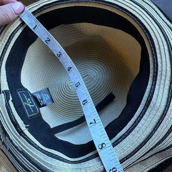 Fancet Women's Beige Straw Sun Hat Wide Brim UV Protection Foldable Size S/M - Picture 8 of 8